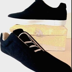 Comfortview Womens Black Canvas Pre-strung Slip-on Sneakers Sz 12W